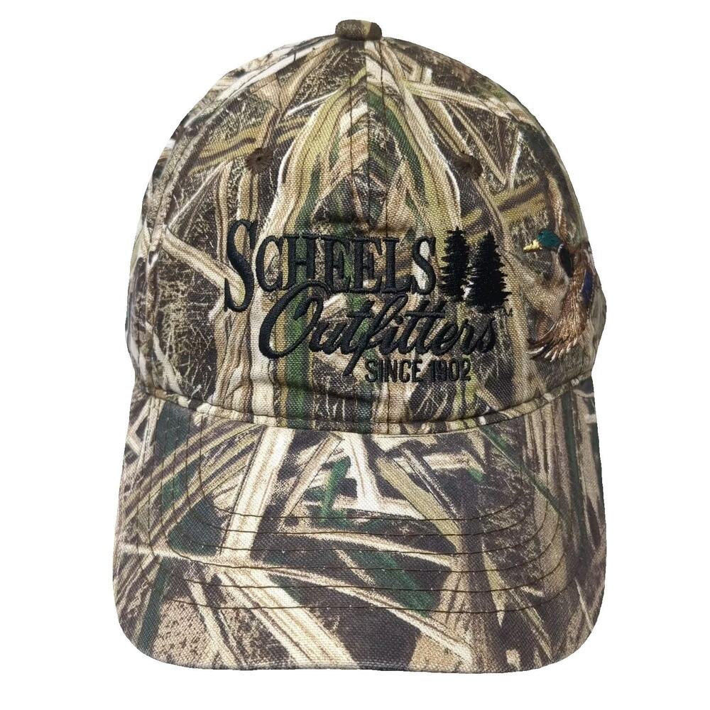 Scheels Outfitters Baseball Cap Brown Green OS Camo Mallard Duck Adjustable Hat